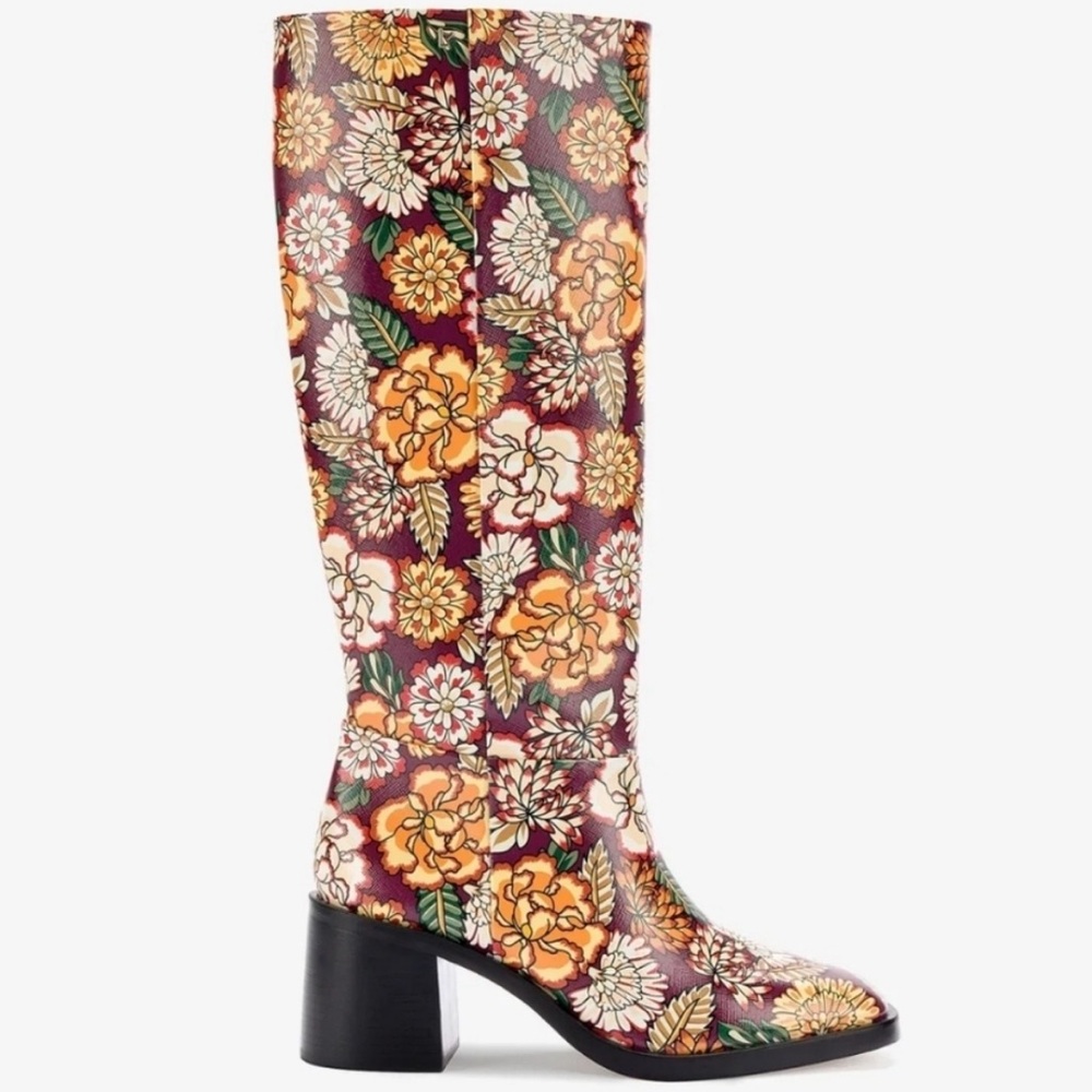 Larroude Multicolor Floral Heeled Boots